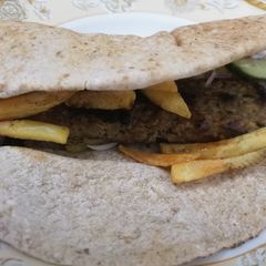 A picture of Leftover kabab wrap.