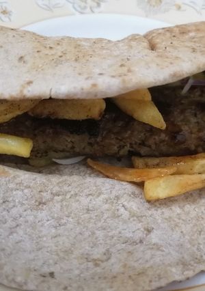A picture of Leftover kabab wrap.