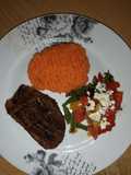 Steak peppers and sweet potato