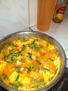 Foto resep Kacang panjang tahu tempe kuah santan pedas