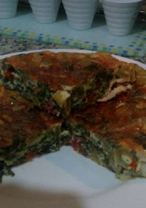 Una foto de Pastel de acelgas con ajíes