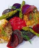 Cod and beetroots