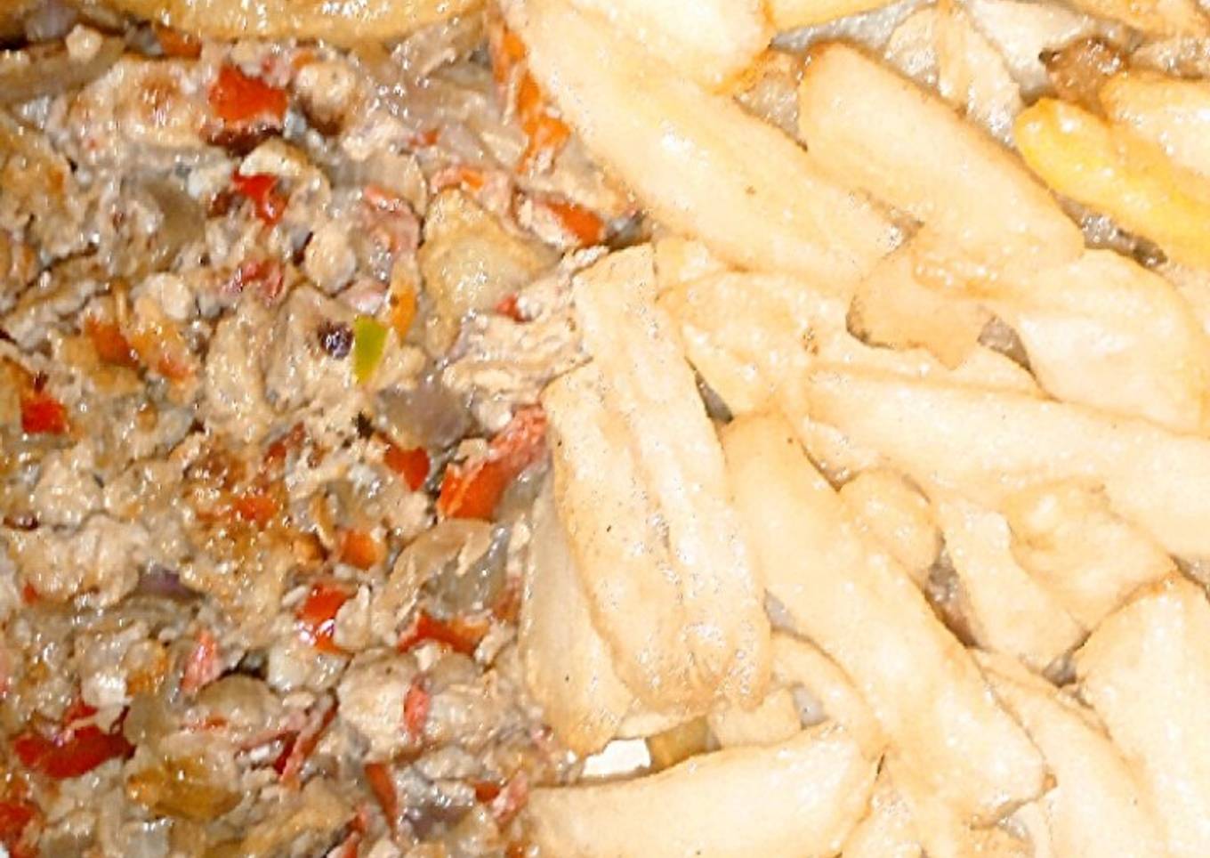 French fry and egg sauce
