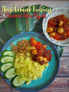Gambar Nasi Lemak Kuning (Tanpa Santan) & Sambal Telur Puyuh