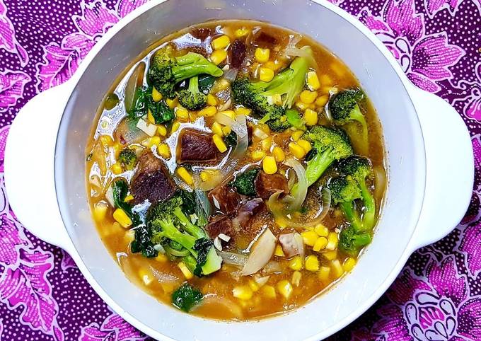 Resep Lidah sapi jagung manis dan brokoli saus tiram yang Enak