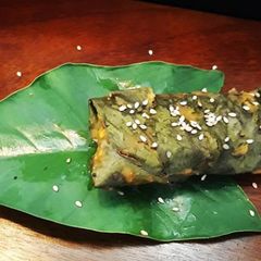 Chicken Stuffed Colocasia Leaves / Patra Roll A picture of Chicken Stuffed Colocasia Leaves / Patra Roll.