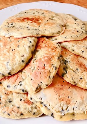 Hình của món 💚 Bánh Pancake Bột Mì Mè Đen.