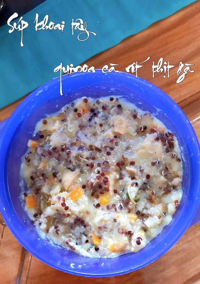 Hình của món Ăn dặm:Súp quinoa cà rốt khoai tây thịt gà.