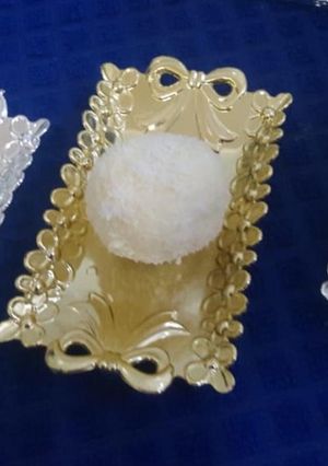 A picture of Raffaello. Coconut almond balls with white chocolate.