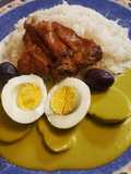 Pollo frito con ocopa y arroz