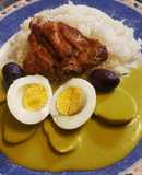 Pollo frito con ocopa y arroz