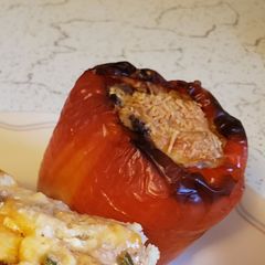 Brad's venison and sausage stuffed aloha pepper A picture of Brad's venison and sausage stuffed aloha pepper.