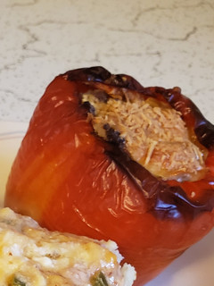 A picture of Brad's venison and sausage stuffed aloha pepper.