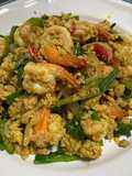 กุ้งหมูสับผัดผงกะหรี่คีโต