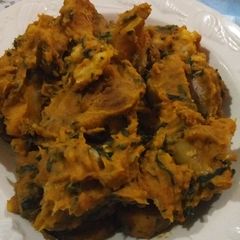 Porridge Cocoayam garnished with scent leaf and dryfish#teamabuj A picture of Porridge Cocoayam garnished with scent leaf and dryfish#teamabuj.