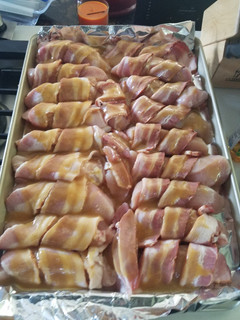 A picture of Simple paleo bacon wrapped chicken.