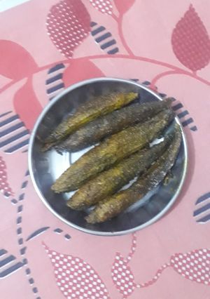 A picture of Fried karela.