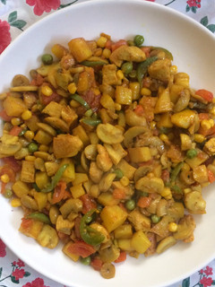 عکسی از دستور خوراک مرغ و سبزيجات