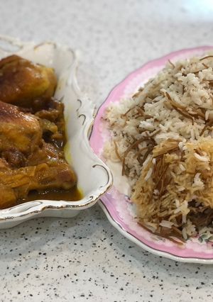 عکسی از دستور رشته پلو با مرغ پرتقالی 🍚🍊🍗