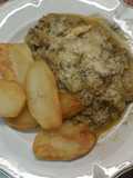 Guiso de zapallo italiano con papas doradas