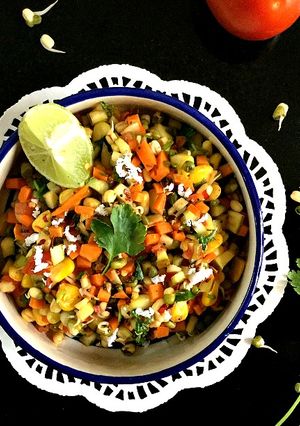 A picture of Mango, Sweet Corn and Mung Bean Sprouts Salad.