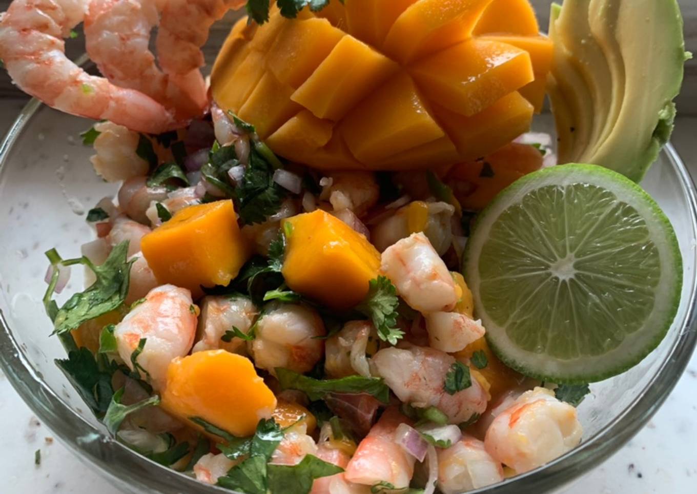 Ceviche de camarón 🍤 con mango