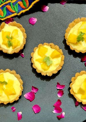 A picture of Whole Wheat Tart With Mango Custard Filling.