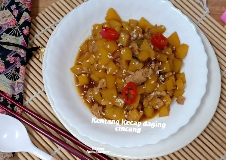 Kentang kecap daging cincang