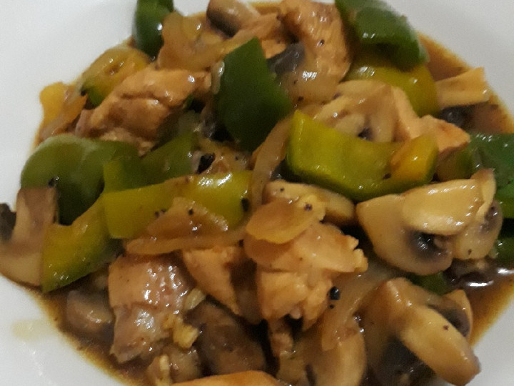 Cara Gampang Membuat Chicken black pepper with mushrooms Anti Gagal