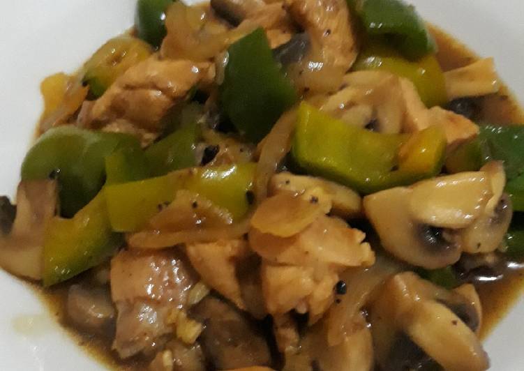 Cara Gampang Membuat Chicken black pepper with mushrooms Anti Gagal