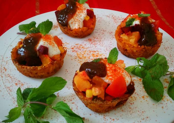 Baked Pumpkin Katori Chaat with Sweet potato and Beetroot