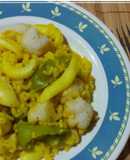 Risotto a la cerveza con sepia y coliflor