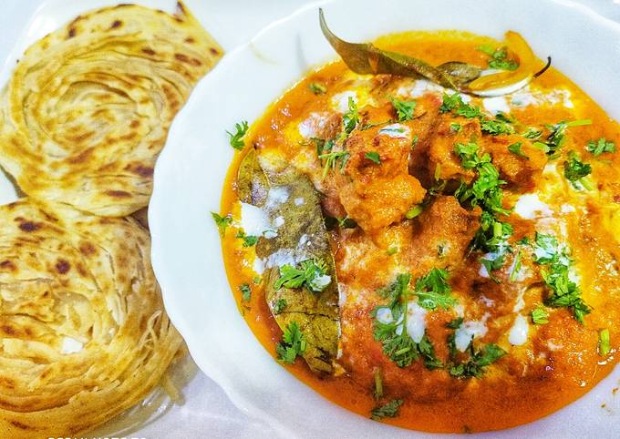 Steps to Make Ultimate Easy Restaurant style Butter chicken with lachha paratha recipe