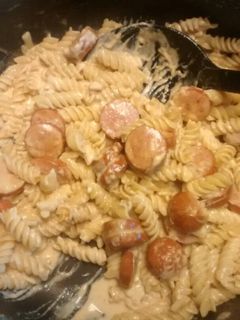 A picture of Creamy Cajun Sausage and Pasta.