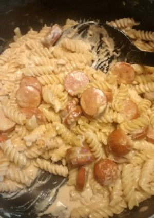 A picture of Creamy Cajun Sausage and Pasta.