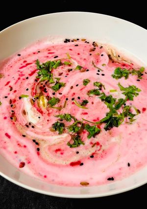 A picture of Beetroot Raita.