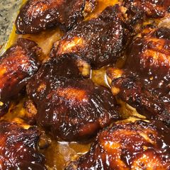 A picture of Balsamic Glazed Roasted Chicken Thighs.