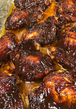 A picture of Balsamic Glazed Roasted Chicken Thighs.