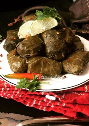 A picture of Dolmas / Dolmades (Stuffed Grape Leaves).