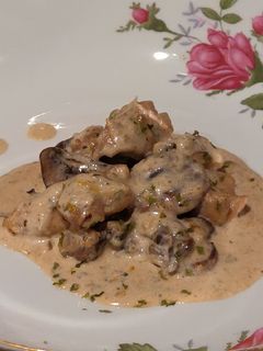 A picture of Creamy Parmesan Garlic Chicken and Mushrooms.