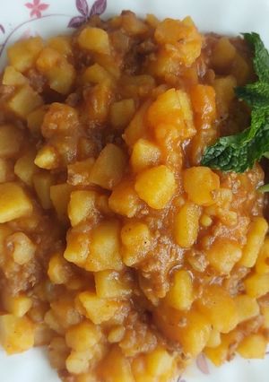 عکسی از دستور خوراک سیب زمینی و گوشت چرخکرده رژیمی(بدون روغن)