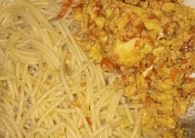 Spaghetti & Egg Sauce Recipe by Maryam Malami - Cookpad