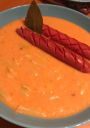 Magyaros zöldbab főzelék sült virslivel recept fotója