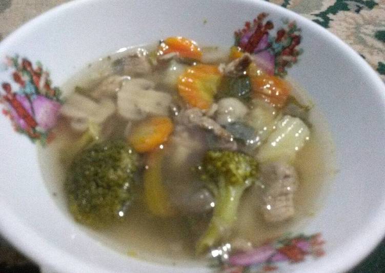 Resep Sup daging jamur kancing rempah yang Lezat