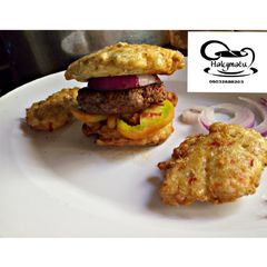 Tofu burger/awara burger A picture of Tofu burger/awara burger.