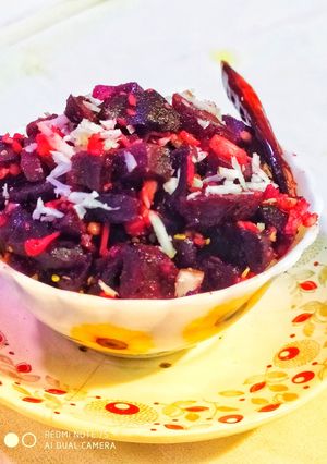 A picture of Beetroot Poriyal.