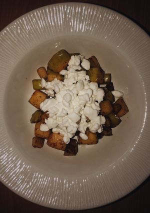 Una foto de Manzana con requesón / queso cottage