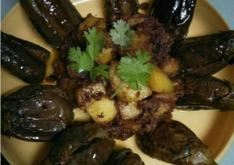 Stuff eggplant with potato