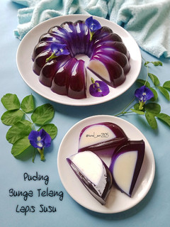 Foto resep Puding Bunga Telang Lapis Susu
