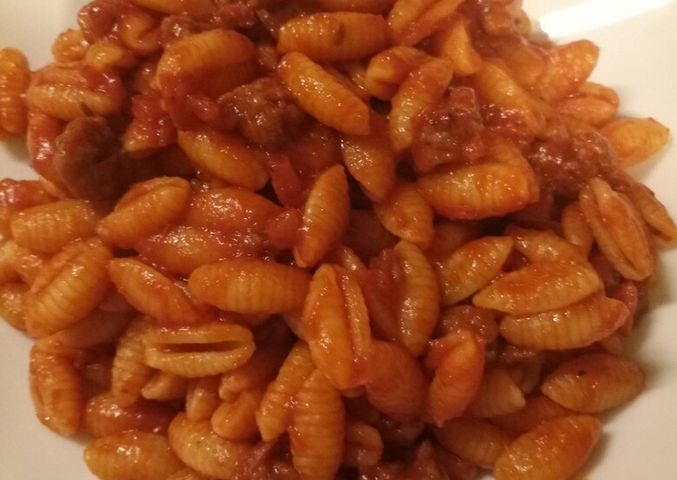 Pasta with sausage ragu